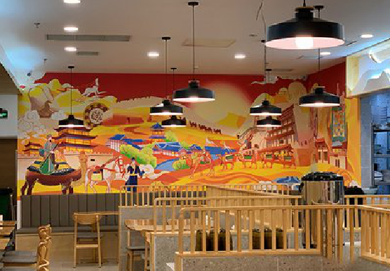 沿河商业空间彩绘介绍。