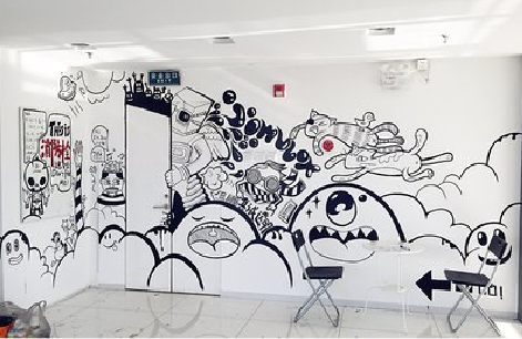 沿河手绘墙并非传统涂鸦。